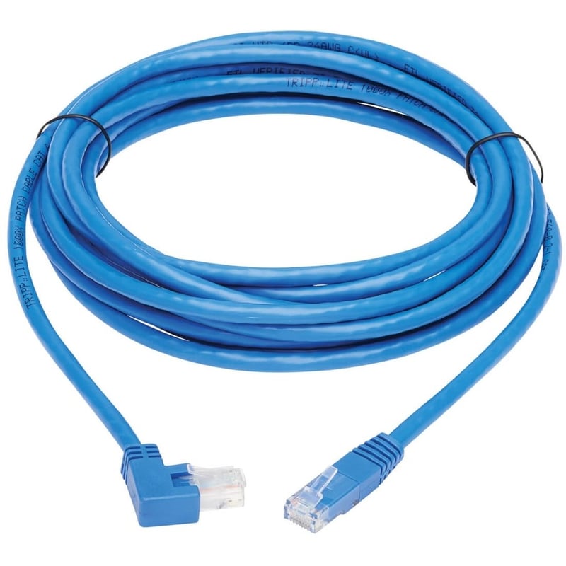 Eaton Tripp Lite Series Right-Angle Cat6 Gigabit Molded UTP Ethernet Cable (RJ45 Right-Angle M to RJ45 M), Blue, 15 ft. (4.57 m) - Thumbnail 2