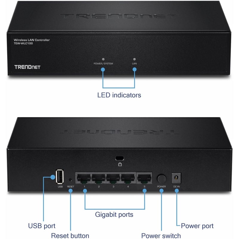 TRENDnet Wireless LAN Controller; Built-in 5-Port GB Switch; Compatible with: TEW-755AP/TEW-821DAP/TEW-825DAP; Access Point Management; TEW-WLC100 - Thumbnail 3