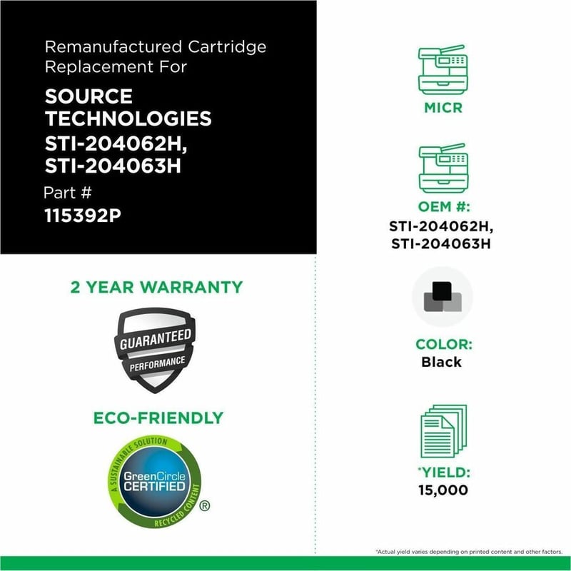 Clover Imaging Remanufactured MICR Toner Cartridge for Source Technologies STI-204062H/STI-204063H - Thumbnail 3