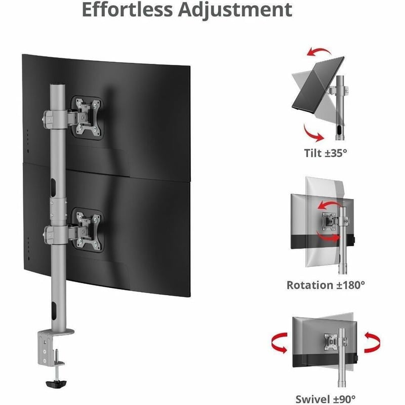 DUAL 38 INCH STACK MONITOR POLE MOUNT 26.5 LBSGRAY - Thumbnail 4