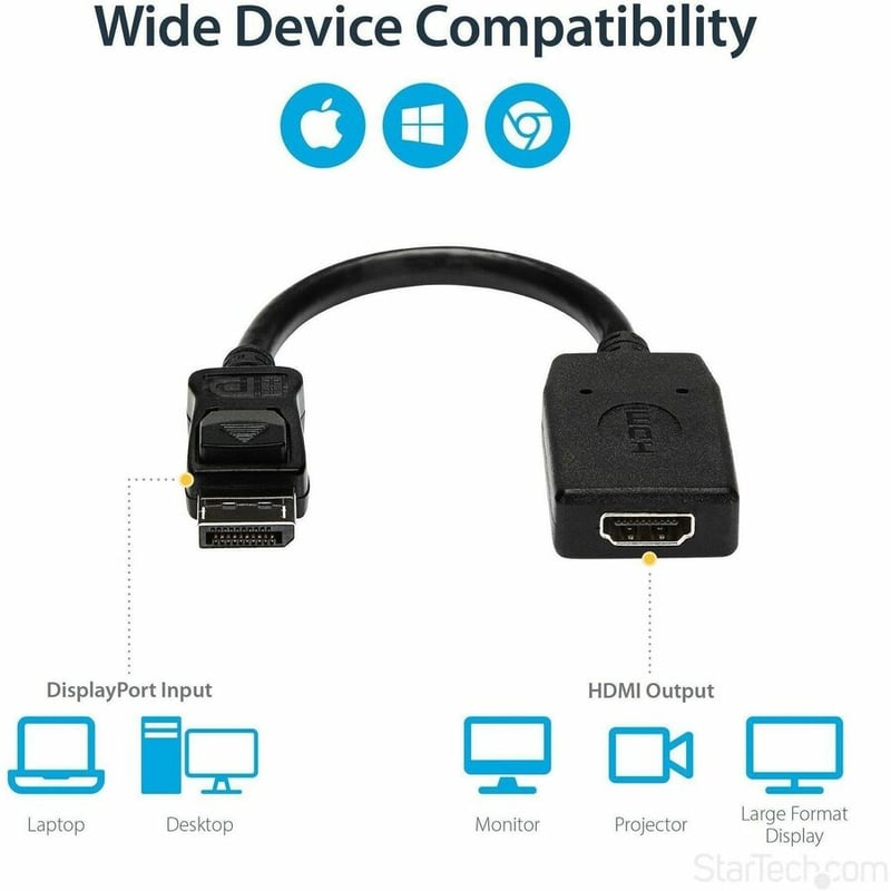StarTech.com DisplayPort to HDMI Adapter, 1080p DP to HDMI Adapter/Video Converter, VESA Certified, DP to HDMI Monitor/Display, Passive - Thumbnail 5