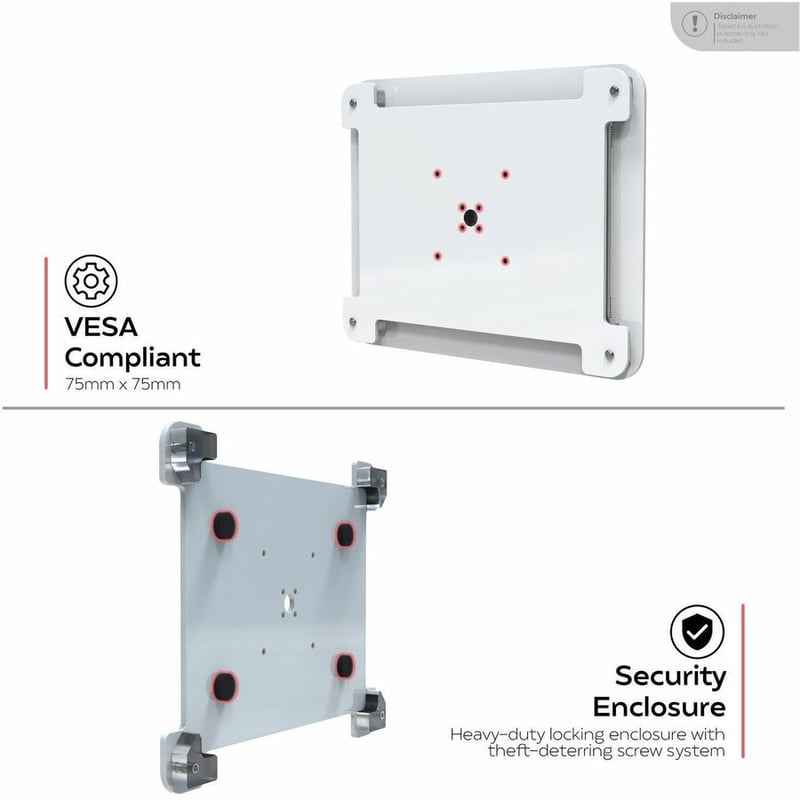 CTA Digital Acrylic Security VESA Enclosure for iPad 10.2 Series, iPad Air3, and iPad Pro 10.5 (White) - Thumbnail 4