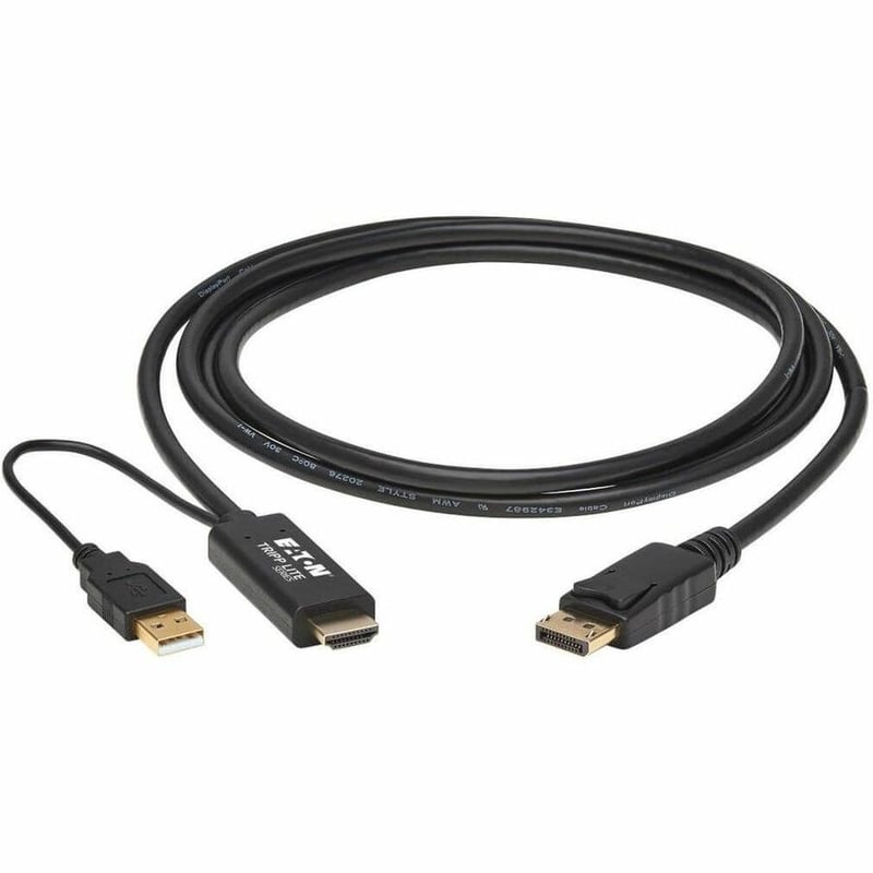 Tripp Lite by Eaton HDMI to DisplayPort Active Adapter Cable (M/M) - 4K, USB Power, Black, 2 m (6.6 ft.) - Thumbnail 3