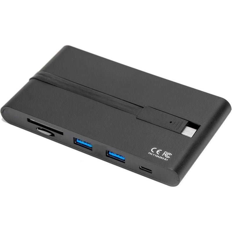 Rocstor Portable USB-C Multiport Adapter, 2x USB-C, USB-A, HDMI, VGA, RJ45, SD Card - Thumbnail 5