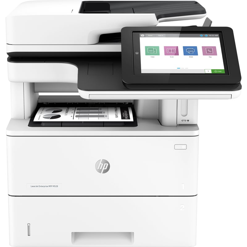 HP LaserJet Enterprise M528 M528f Laser Multifunction Printer-Monochrome-Copier/Fax/Scanner-52 ppm Mono Print-1200x1200 dpi Print-Automatic Duplex Print-150000 Pages-650 sheets Input-Color Flatbed Scanner-600 dpi Optical Scan-Appl - Thumbnail 1