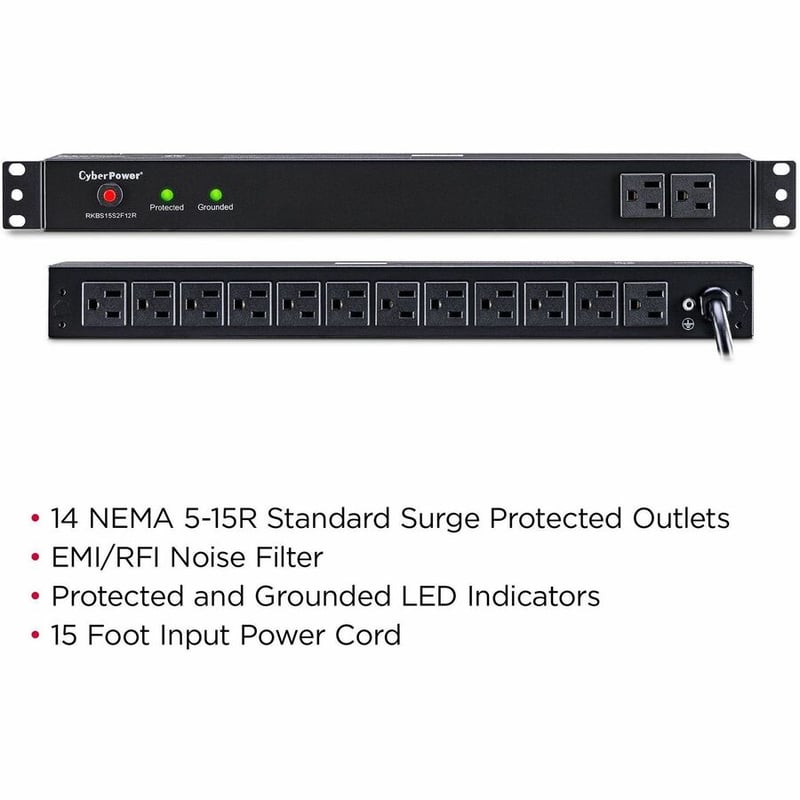 CyberPower RKBS15S2F12R Rackbar 14 - Outlet Surge with 3600 J - Thumbnail 2