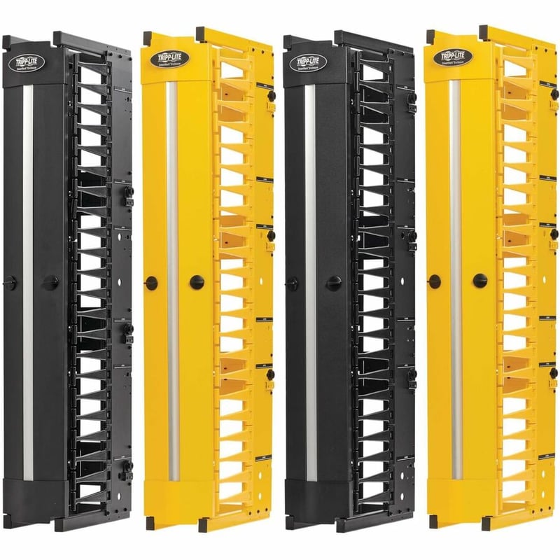 Eaton Tripp Lite Series High-Capacity Vertical Cable Manager - Deep Double Finger Duct with Cover, Double Sided, 6 in. Wide, Yellow/Black, 7 ft. (2.2 m) - Thumbnail 2