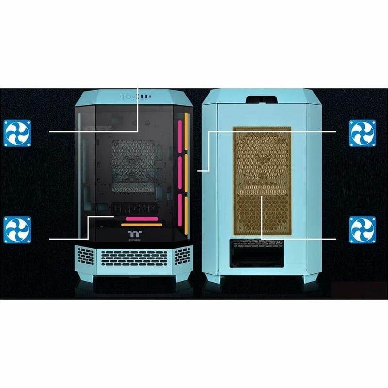 Thermaltake The Tower 300 Turquoise Micro Tower Chassis - Thumbnail 2