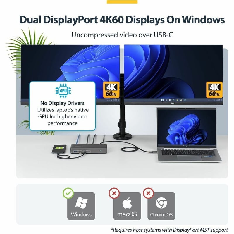 USB-C DOCKING STATION - DUAL-MONITOR DP 4K 60HZ - Thumbnail 3