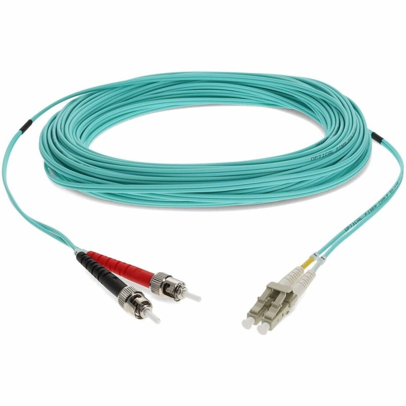 AddOn 30m ST to LC Aqua OM4 Duplex OFNR (Riser-Rated) TAA Fiber Patch Cable