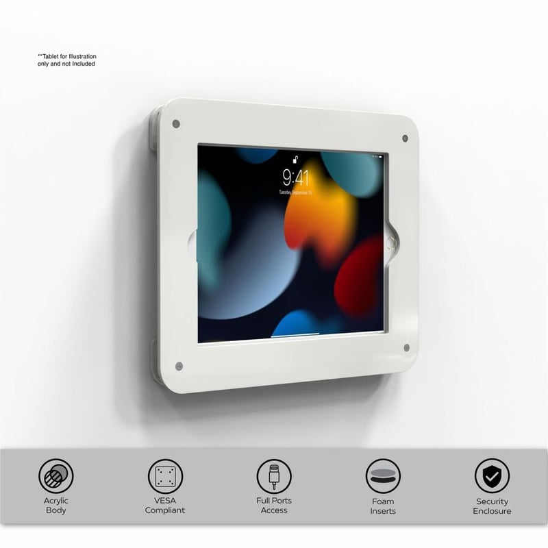 CTA Digital Acrylic Security VESA Enclosure for iPad 10.2 Series, iPad Air3, and iPad Pro 10.5 (White) - Thumbnail 2