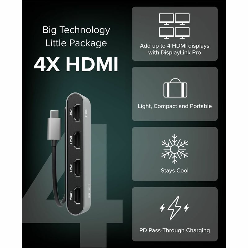 PLUGABLE USB-C GRAPHICS ADAPTERUSB-C QUAD 4K HDMI GRAPHICS - Thumbnail 3