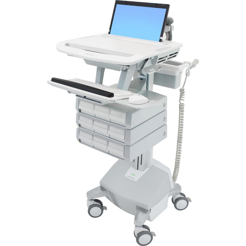 Ergotron StyleView Laptop Cart, LiFe Powered, 9 Drawers - Thumbnail 1
