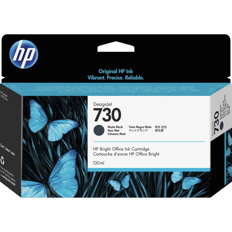 HP 730 (P2V65A) Original Inkjet Ink Cartridge - Matte Black - 1 Each - Thumbnail 1