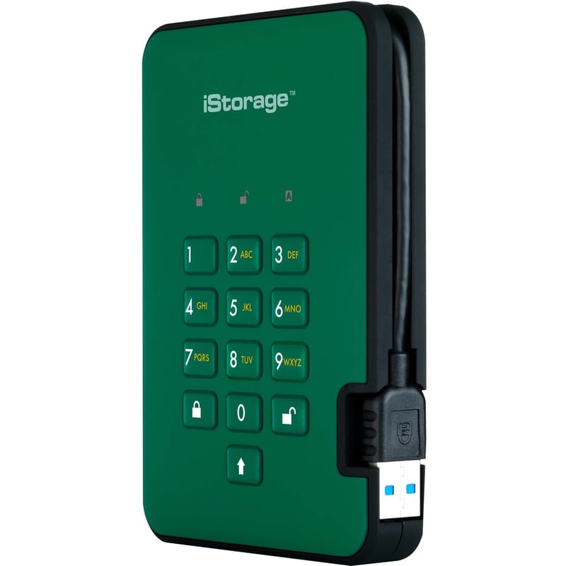 iStorage diskAshur2 SSD 2 TB Secure Portable Solid State Drive | Green | Incorporated Common Criteria EAL 5+ | PIN protected | AES-XTS 256-bit Full Disk Hardware Encryption | Dust/Water Resistant | TAA Compliant - Thumbnail 3