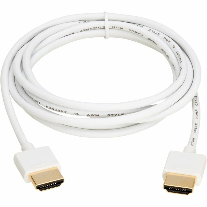 SLIM HDMI CABLE W ETHERNET VIDEO/AUDIO UHD 4K M/M WHITE 6FT - Thumbnail 1
