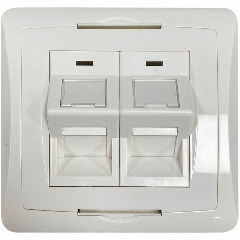Eaton Tripp Lite Series 2-Port UK-Style Wall Plate, Unloaded Shuttered Angled Module, White, TAA - Thumbnail 1