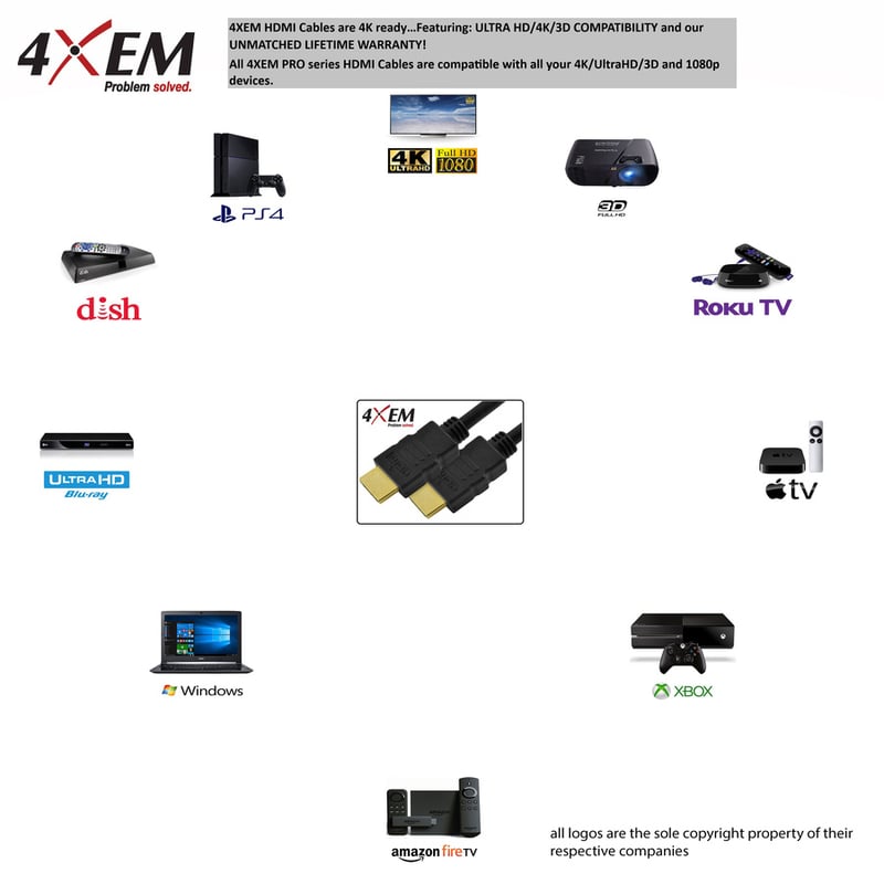 4XEM 6ft 1.8m Ultra High Speed 4K2K HDMI Cable - Thumbnail 2