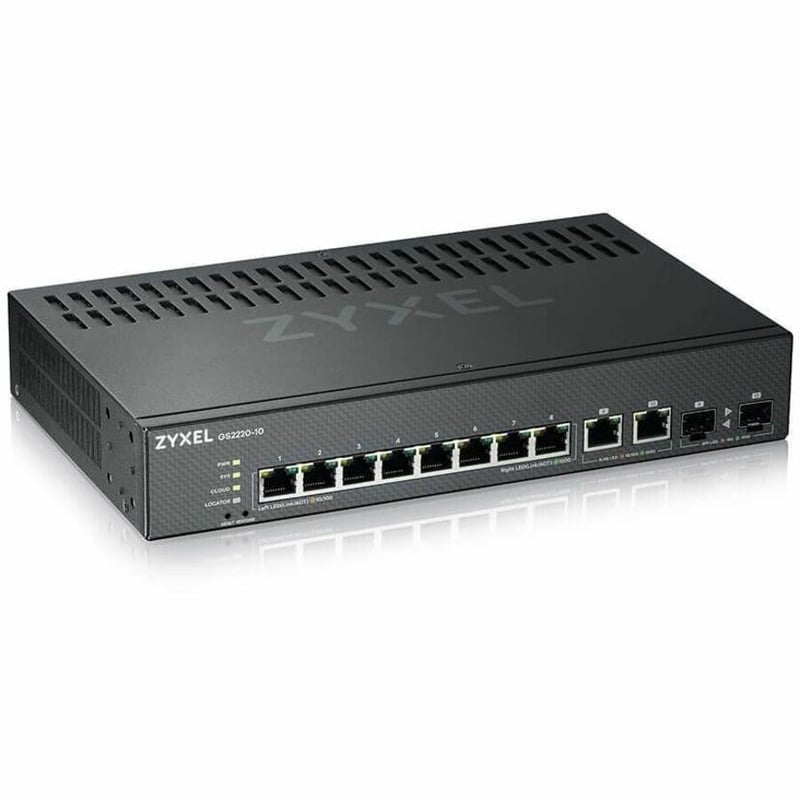 ZYXEL GS2220-10 8-Port Gigabit L2+ Managed and Nebula Pro Cloud Managed Switch with 2 SFP Uplinks - Thumbnail 1