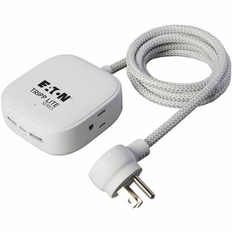 Tripp Lite by Eaton Safe-IT 32W 2-Outlet Power Strip - 5-15R Outlets, 3 USB Ports, 6 ft. (1.8 m) Cord, Antimicrobial Protection, White - Thumbnail 1