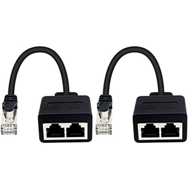 4XEM 2-to-1 RJ45 Splitter Cable Adapter - F/M- CAT6 - Thumbnail 2