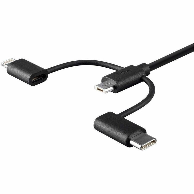 APPLE MFI CERTIFIED USB TO MICRO USB + USB TYPE-C + LIGHTNING CHARGE & SYNC CABL - Thumbnail 3
