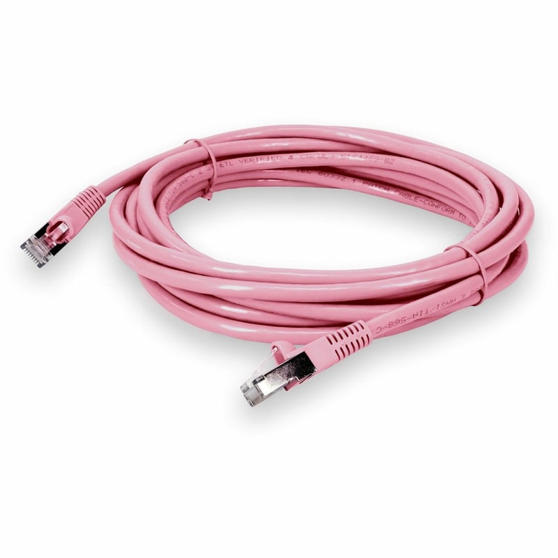 AddOn 30ft Pink CAT 6 Shielded PVC Ethernet Cable Snagless Easy Clear Boot RJ-45 M/M - Thumbnail 1