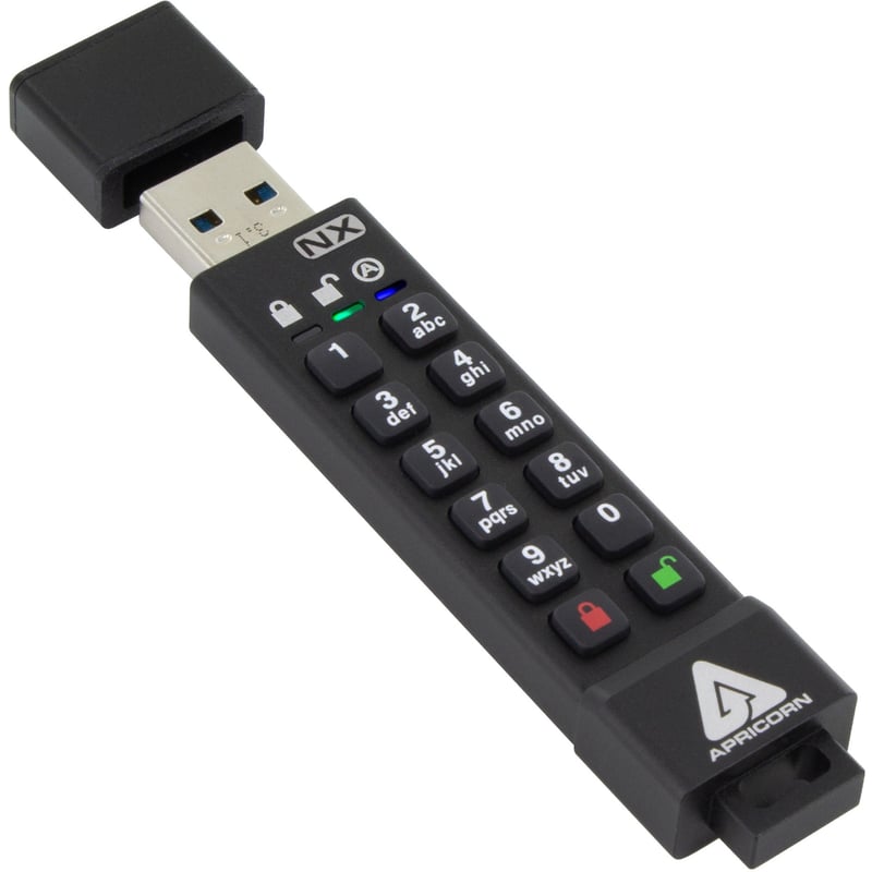 Apricon Aegis Secure Key 3NX: Software-Free 256-Bit AES XTS Encrypted USB 3.1 Flash Key with FIPS 140-2 level 3 validation, Onboard Keypad, and up to 25% Cooler Operating Temperatures. - Thumbnail 1