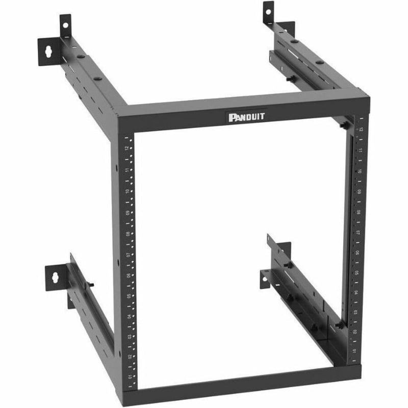 PanZone Adjustable Depth Wall Mount Rack, 12RU, Black - Thumbnail 1