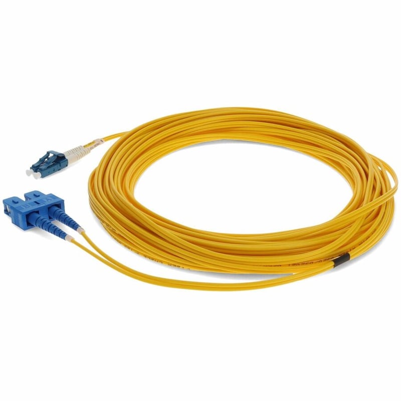AddOn 17m SC to LC Yellow OS2 Duplex OFNR (Riser-Rated) SMF Fiber Patch Cable - Thumbnail 2