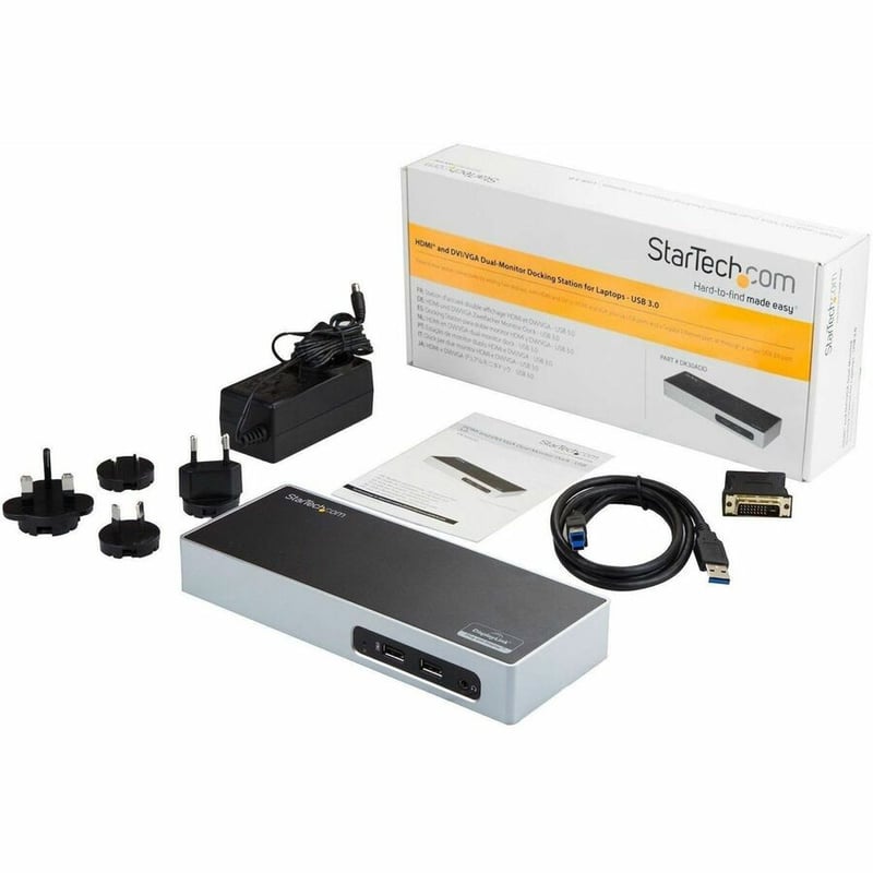 StarTech.com USB 3.0 Docking Station - Dual Monitor Laptop Dock with HDMI & DVI/VGA - 6x USB Type-A Hub, GbE - Universal Windows & Mac - Thumbnail 5