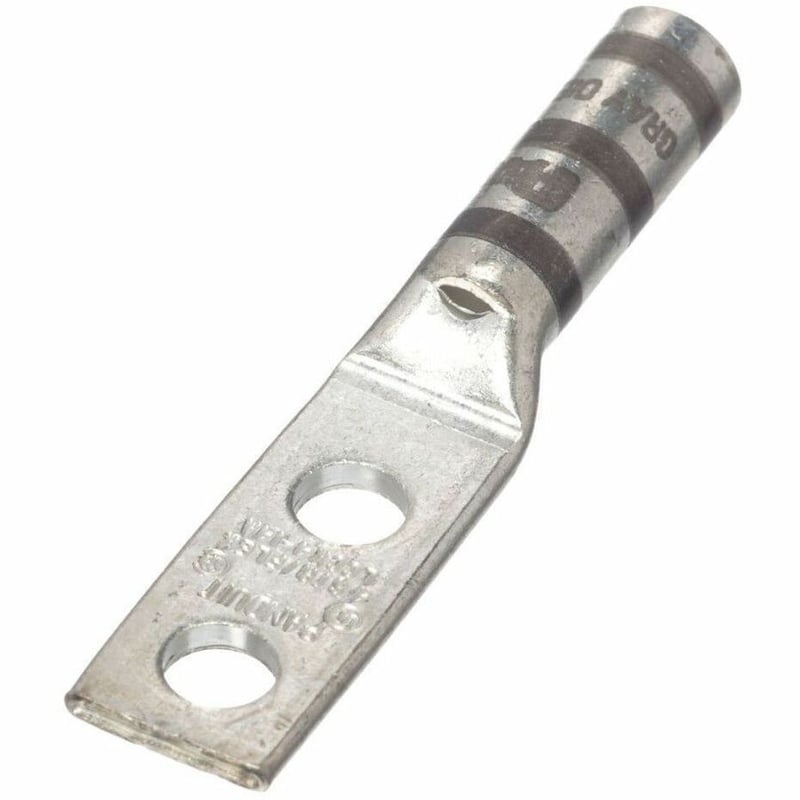 Panduit Comp Lug,Tin Plated Copper, 4 AWG, Flex, Two 1/2 inch Stud, PK6 - Thumbnail 2