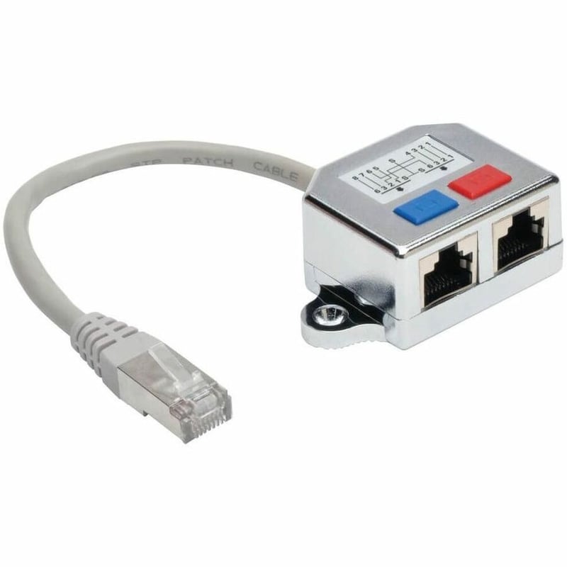 Tripp Lite by Eaton 2-to-1 RJ45 Splitter Adapter Cable, 10/100 Ethernet Cat5/Cat5e (M/2xF), 0.5 ft - Thumbnail 1