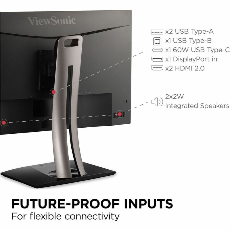 ViewSonic VP275-4K 27 Inch IPS 4K UHD Monitor Designed for Surface with advanced ergonomics, ColorPro 100% sRGB, 60W USB C, HDMI and DisplayPort inputs or Home and Office - Thumbnail 3