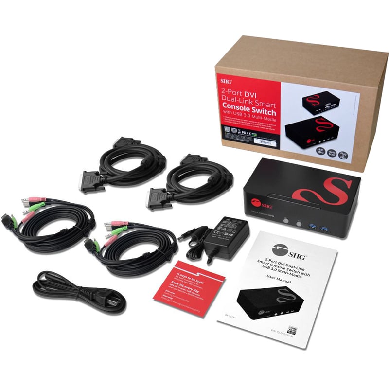 SIIG 2-Port DVI Dual-Link Smart Console Switch with USB 3.0 Multi-Media - Thumbnail 2