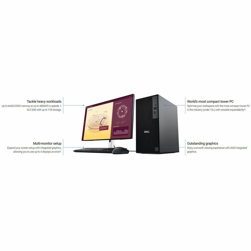 DELL PRO TOWER QCT1255 180W TPM 16 GB 512GBSSD INTEGRTD WIN11PRO - Thumbnail 3