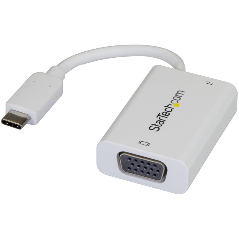 StarTech.com USB C to VGA Adapter with 60W Power Delivery Pass-Through - 1080p USB Type-C to VGA Video Converter w/ Charging - White - Thumbnail 1