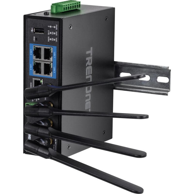 TRENDnet Industrial AC1200 Wireless Dual Band Gigabit Router, Black, TI-W100 - Thumbnail 4