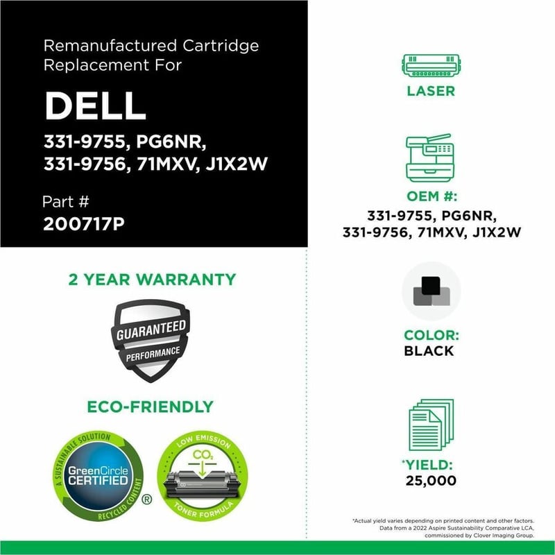 Clover Imaging Remanufactured High Yield Toner Cartridge for Dell B5460/B5465 - Thumbnail 3