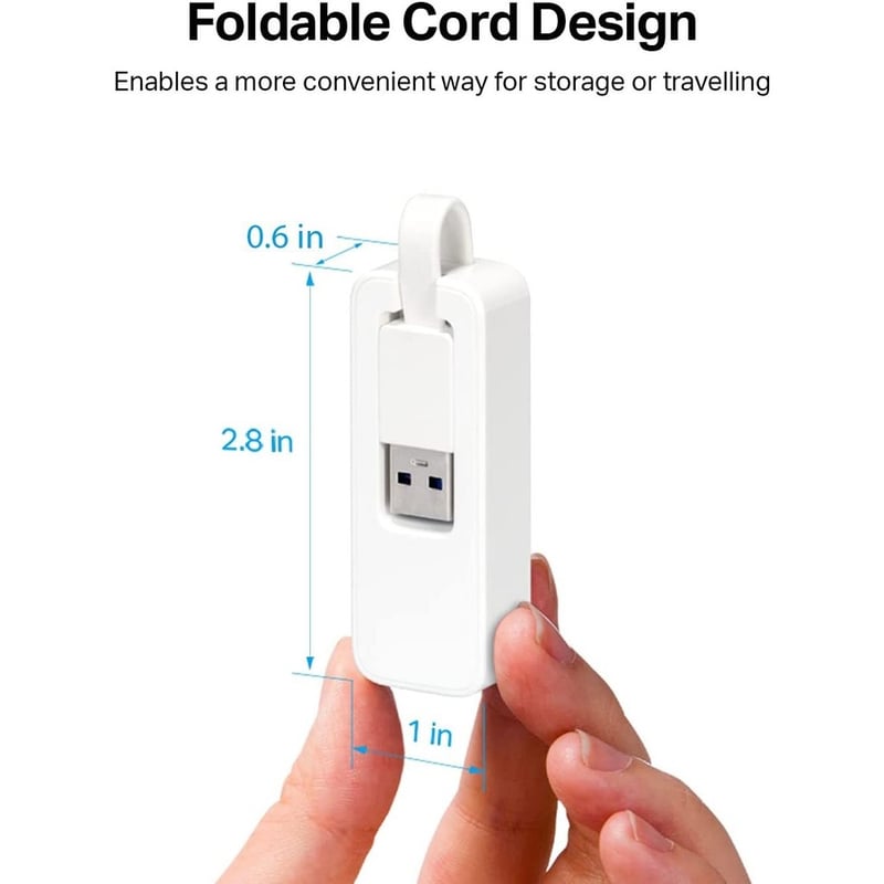 TP-Link UE300 - Foldable USB 3.0 to 10/100/1000 Gigabit Ethernet LAN Network Adapter - Thumbnail 3