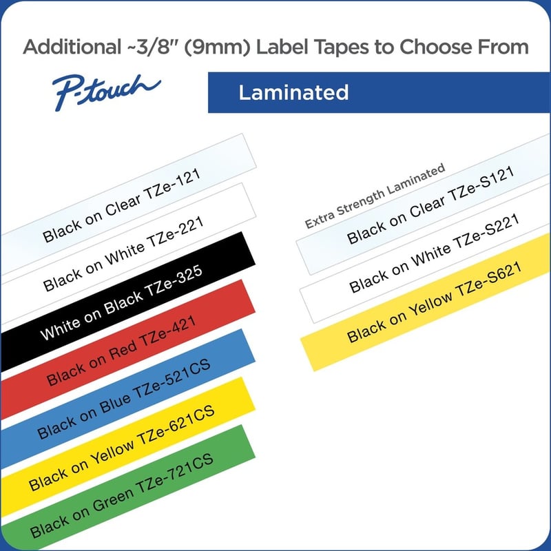 Brother TZe-521CS, 0.35" x 26.2', Black on Blue Laminated Label Tape - Thumbnail 3