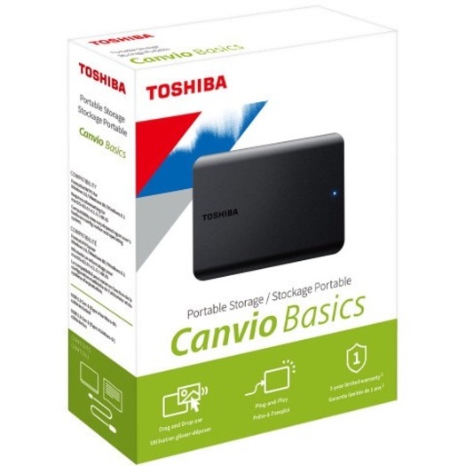 Toshiba Canvio Basics 1 TB Portable Hard Drive - 2.5" External - Matte Black - Thumbnail 2