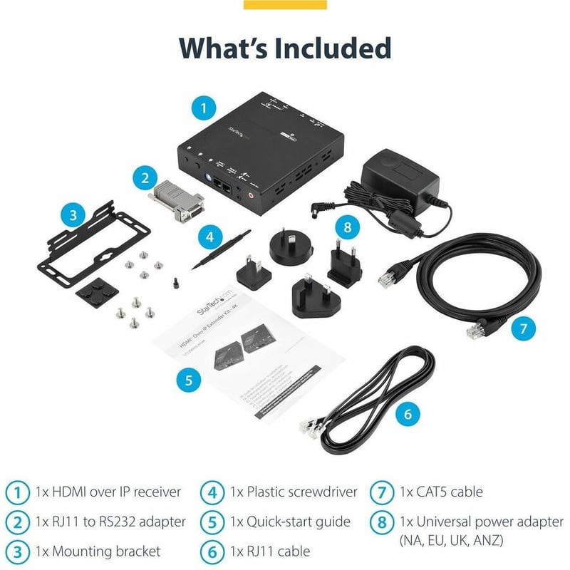 StarTech.com 4K HDMI over IP Receiver for ST12MHDLAN4K - Video Over IP Extender with Support for Video Wall - 4K