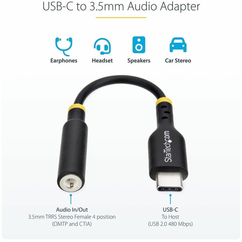 USB-C AUDIO ADAPTER TO 3.5MM TRRS HEADPHONE JACK - TYPE-C DONGLE - Thumbnail 2