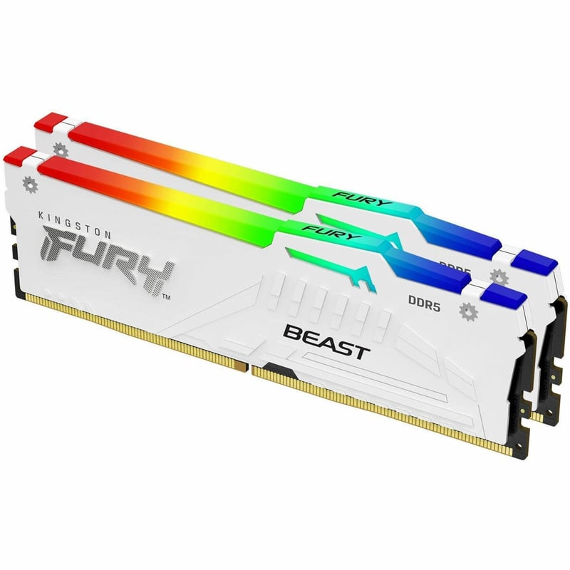 64GB 6000MT/S DDR5 CL30 DIMM (KIT OF 2) FURY BEAST WHITE RGB EXP - Thumbnail 1