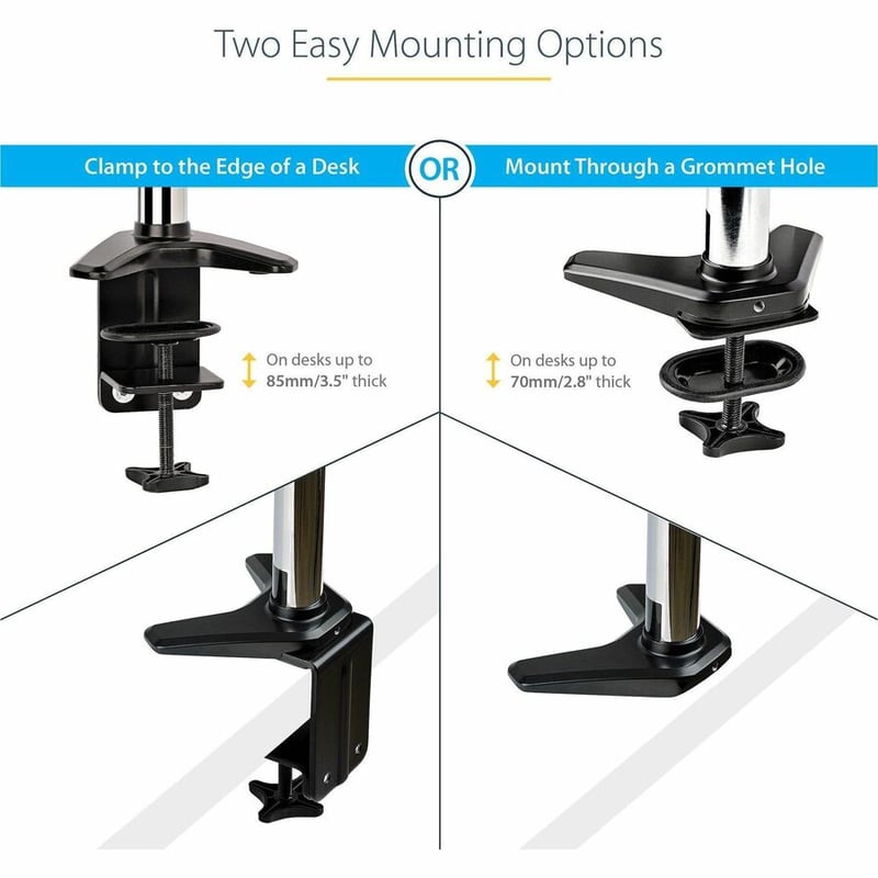StarTech.com Desk Mount Monitor Arm for Single VESA Display 49"(17.6lb/8kg), Full Motion Articulating & Height Adjustable, C-Clamp/Grommet - Thumbnail 5