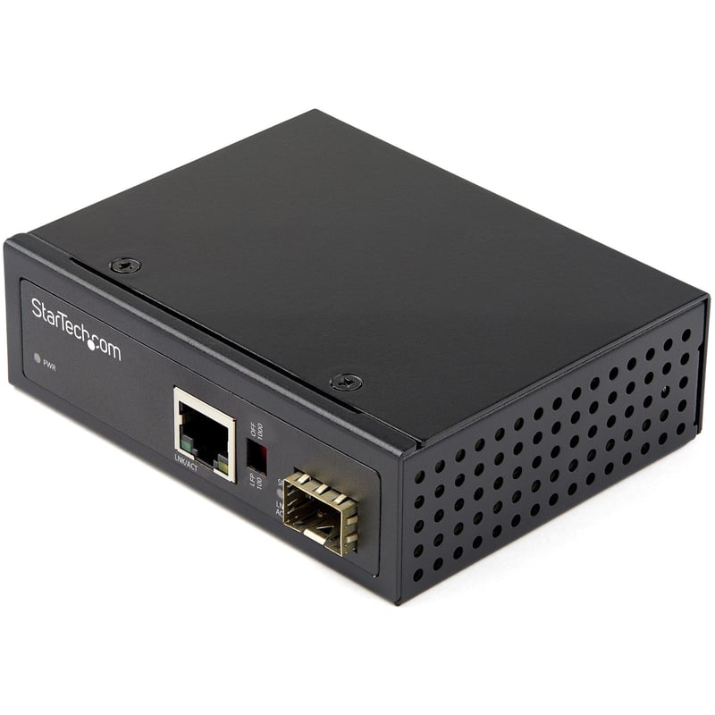 StarTech.com Industrial Fiber to Ethernet Media Converter - 1Gbps SFP to RJ45/CAT6 - SM/MM Fiber to Copper Gigabit Network IP-30 12V Input - Thumbnail 1