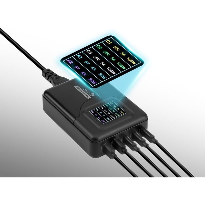 SIIG 200W GaN PD Charger with Charging Display- 3C2A - Thumbnail 4