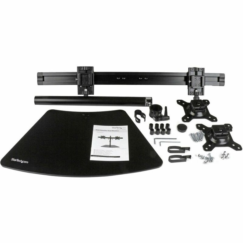 StarTech.com Dual Monitor Stand, Horizontal, For up to 24" (17.6lb/8kg) VESA Monitors, Black, Adjustable Monitor Stand, Steel & Aluminum - Thumbnail 3