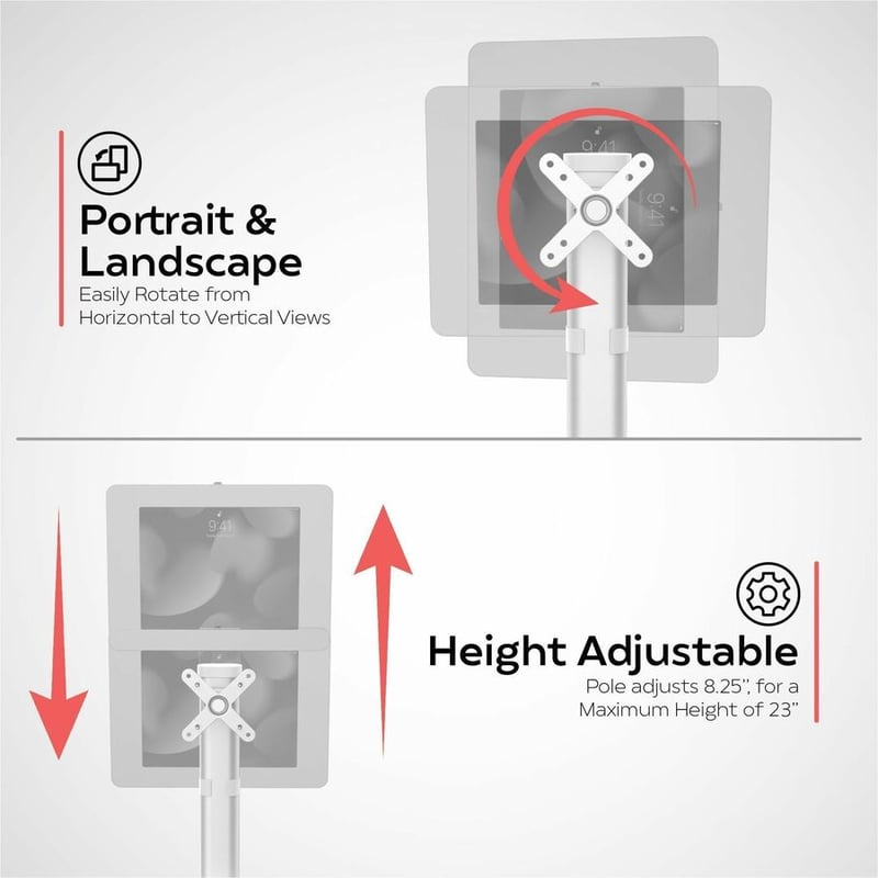 CTA Digital VESA Compatible Desk Stand w/ Height Adjustable Pole (White) - Thumbnail 4